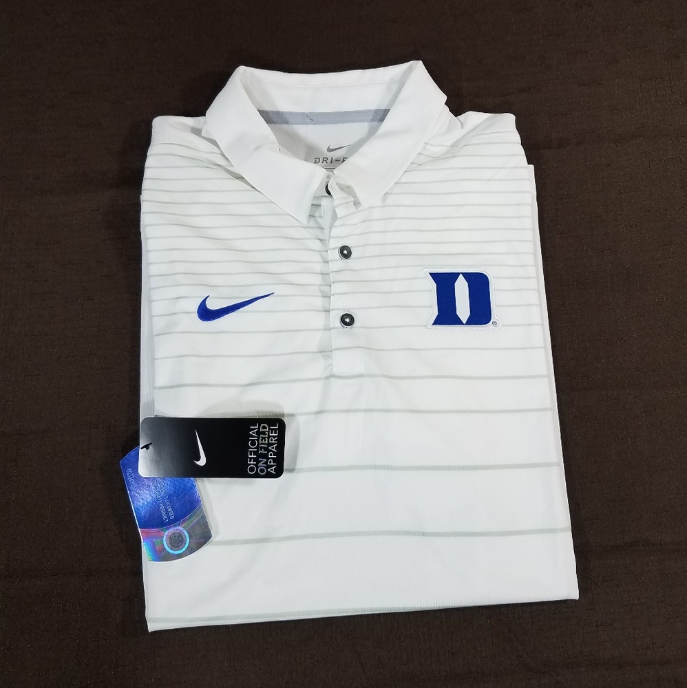 Nike Dry Duke Blue Devils Striped Polo Shirt L - Picture 8 of 8